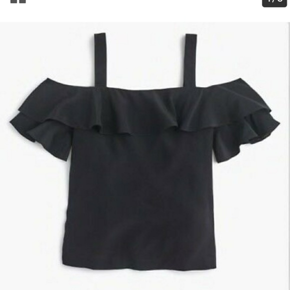 J. Crew Tops - J. Crew cold shoulder ruffle 100% silk top J. Crew Tops - J. Crew cold shoulder ruffle 100% silk top